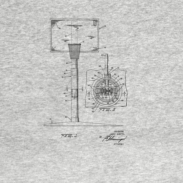 Adjustable Basketball Goal Vintage Patent Hand Drawing by TheYoungDesigns